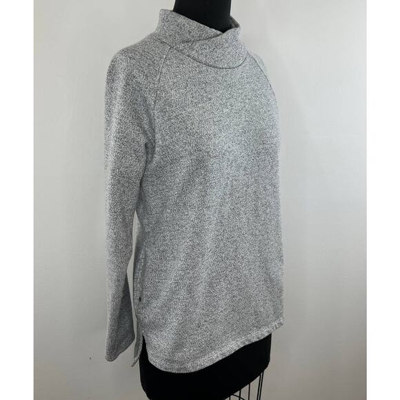 THEORY Gray Heather Mock Neck Cotton Terry Long Sleeve Pocket Tunic Sweater S - Picture 2 of 8